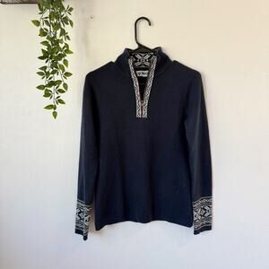 Meister Megan Jacquard Print Zip Neck Sweater Sz M